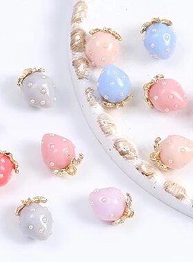 日本进口高品质INS爆款可爱小号珍珠草莓甜美DIY项链配件万能吊坠