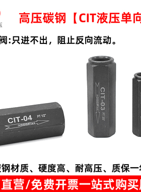 CIT液压单向阀碳钢高压止回阀流体单向流通阻反向回流管式单向阀