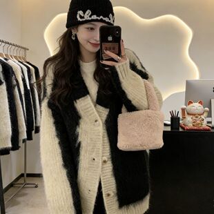 港风chic复古针织开衫女秋冬软糯加厚毛衣外套洋气外搭上衣ins潮