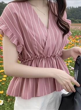 法式小飞袖白色衬衫2025夏季新款
