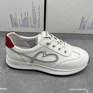 2026冰洁春季真皮女鞋休闲运动风圆头小白鞋耐磨户外休闲鞋一脚蹬