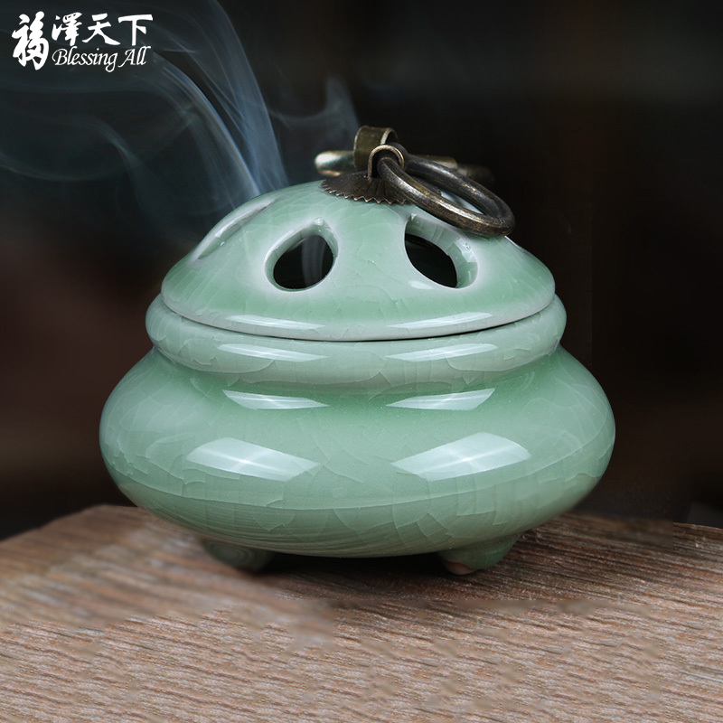 福泽天下陶瓷哥窑盘香炉沉香檀香