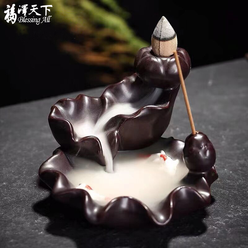 福泽天下倒流香炉新款沉香檀香炉禅意茶道家用室内创意摆件陶瓷炉