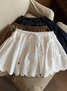 Jade Closet直营店推荐~甜美风小个子松紧腰蕾丝镂空半身短裙女夏