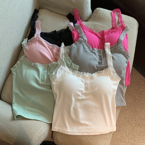 纯欲风蕾丝花边短背心优品质