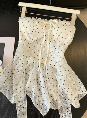 Jade Closet直营店推荐~纯欲风设计感不规则波点抹胸背心小衫女夏