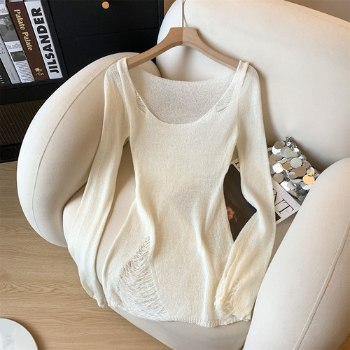 设计感修身长袖针织小衫优品质
