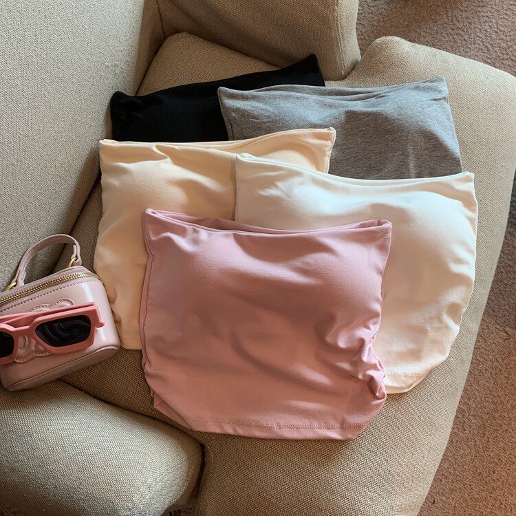 Jade Closet直营店推荐~纯欲风辣妹性感无袖裹胸带胸垫短背心女夏