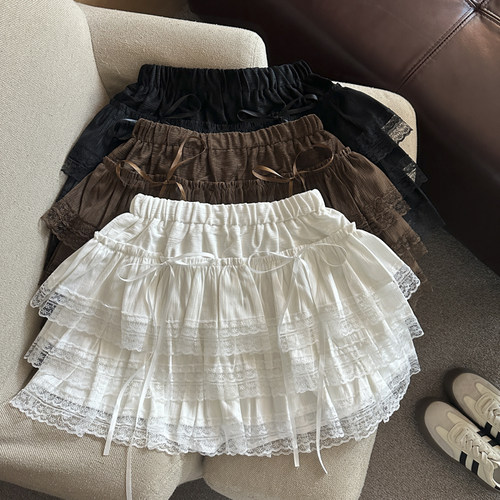 蕾丝拼接松紧腰半身短裙优品质