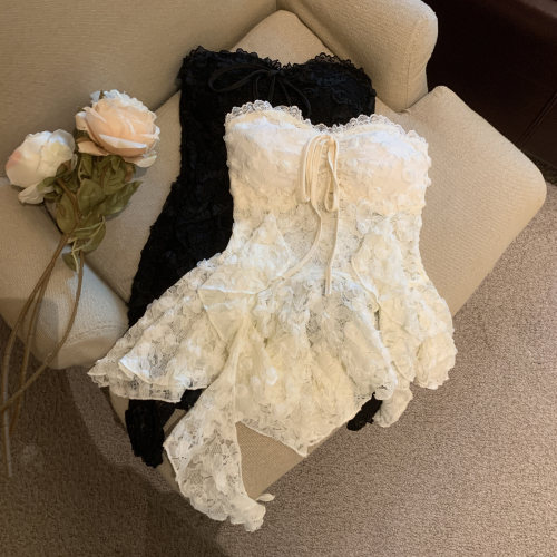 蕾丝拼接带胸垫抹胸背心优品质