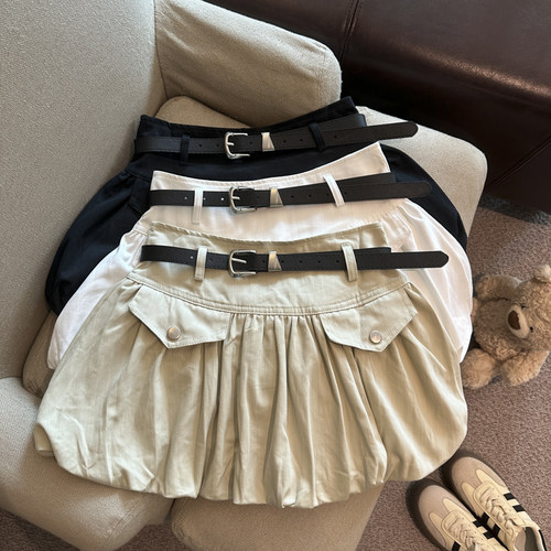 配腰带花苞休闲半身短裤裙优品质