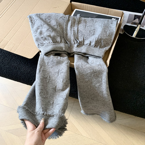 提花松紧腰针织阔腿长裤优品质