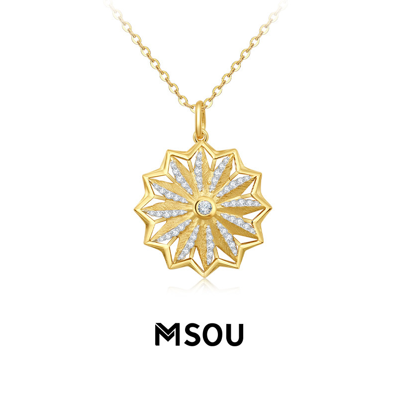 MSOU原创设计雪花项链可旋转项链