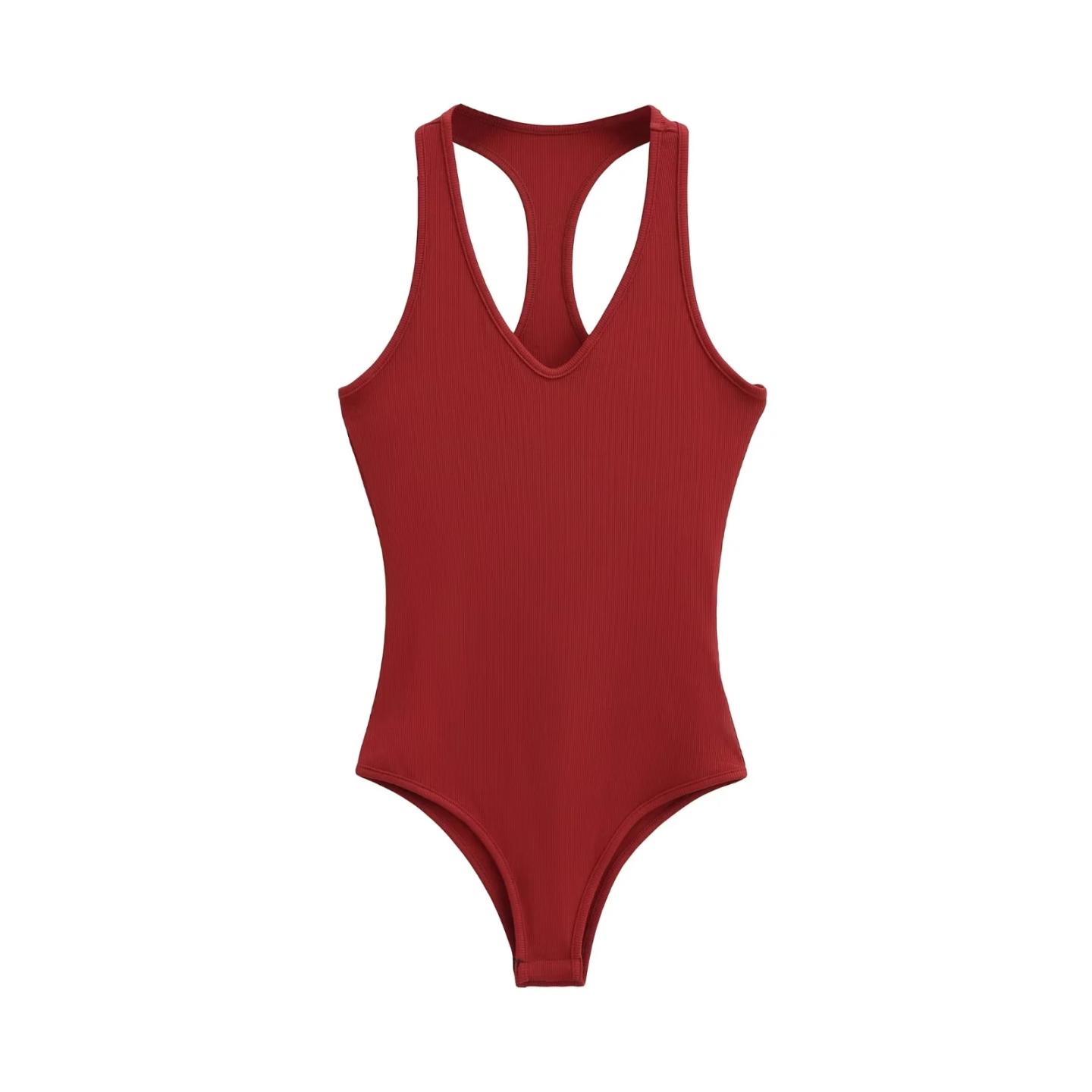 欧美风修身工字型弹力连裆女背心