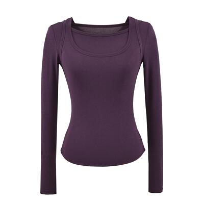 纯欲辣妹假两件修身弹力长袖T恤