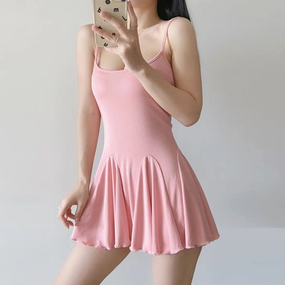 纯欲风吊带裙纯色修身弹力欧美风