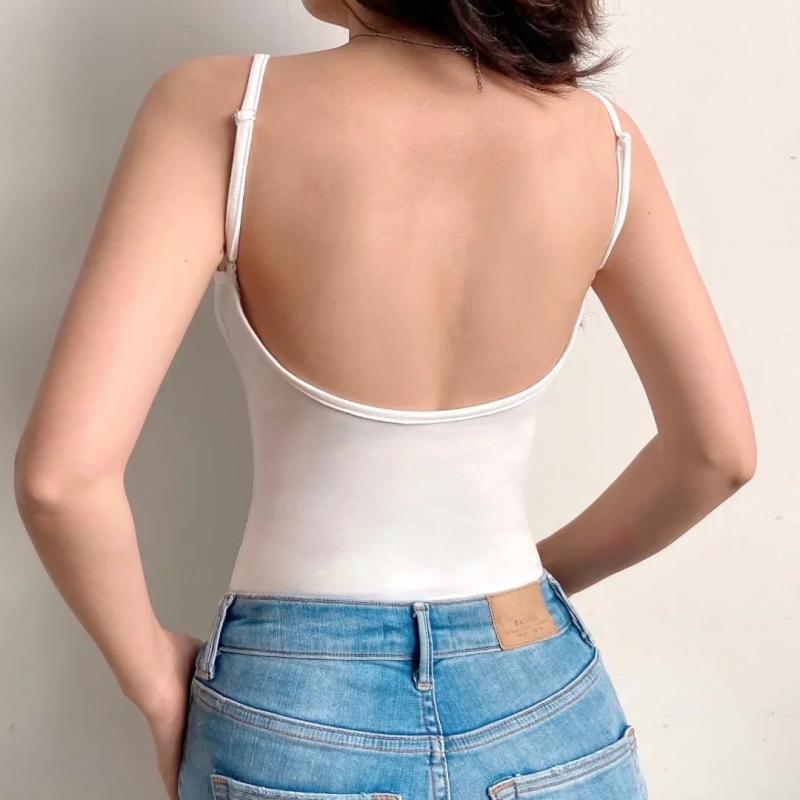 大露背连裆修身款连体欧美女背心