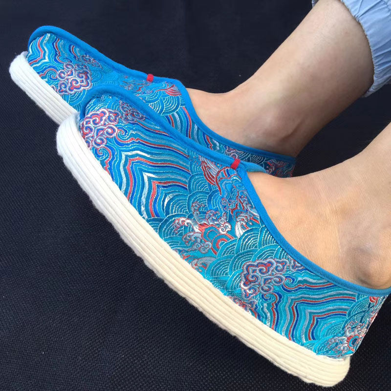 中式中国风茶服居士禅鞋手工千层底布鞋云纹汉服女平底僧鞋男成人