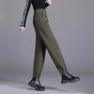 清仓捡漏~纯棉加绒加厚休闲工装裤女秋冬新款宽松运动束脚哈伦裤