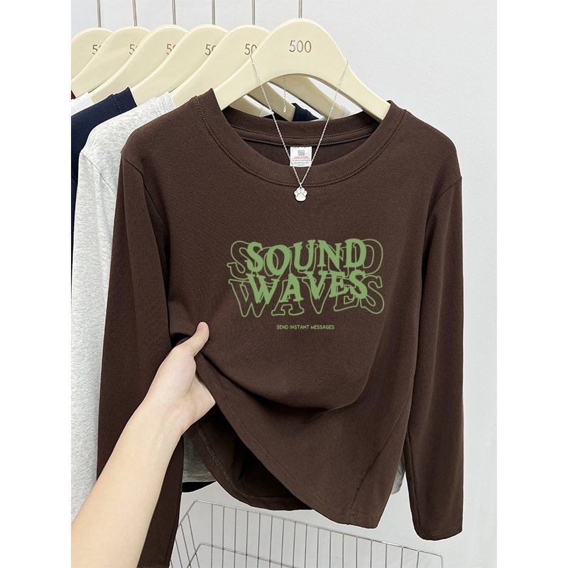 SOUNDWAVES字母印花长袖T恤