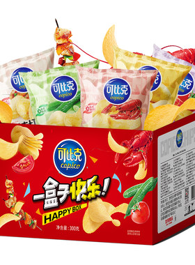 【可比克薯片礼盒300克】休闲零食多种口味组合全家共享美味时刻