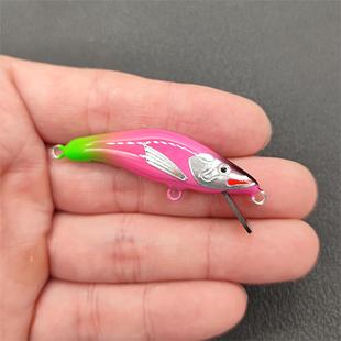 日系出口米诺硬饵手工木制路亚浮Lure仿鱼饵马口假饵50F2.8克 包邮