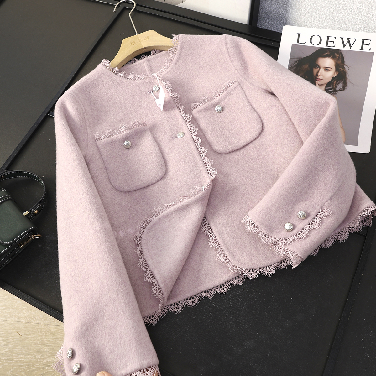 小香风双面呢羊毛大衣毛呢外套女