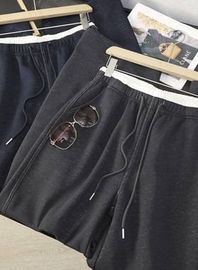 华子家 雪花棉阔腿裤女秋冬设计感撞色松紧腰加厚加绒休闲裤45433