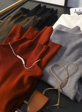 华子家 高领针织衫女2026春季新款堆堆领打底衫纯色内搭毛衣46007