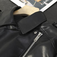 Huazi Family's stylish bike-style slanted zipper leather jacket for women's 2025 autumn/winter new fashion short jacket coat 45614 thumbnail 2