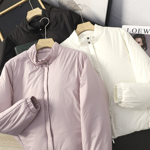 华子家 面包服防水棉服棉衣轻薄保暖外套女45216 超轻泡芙立领短款