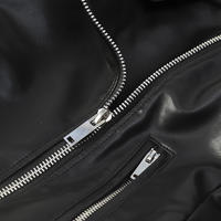 Huazi Family's stylish bike-style slanted zipper leather jacket for women's 2025 autumn/winter new fashion short jacket coat 45614 thumbnail 3