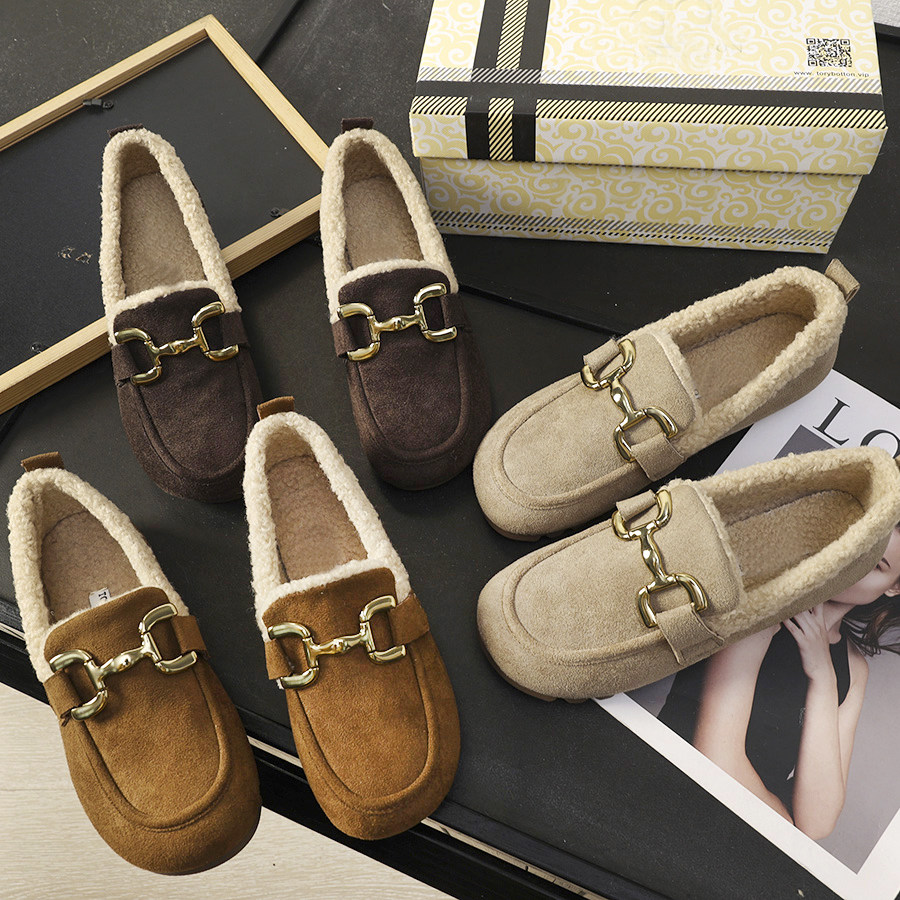 华子家 复古加绒勃肯鞋女外穿2025冬季新款豆豆鞋毛毛鞋棉鞋45293,女鞋,乐福鞋（豆豆鞋）,淘宝优惠券,粉丝福利购,淘宝优惠卷