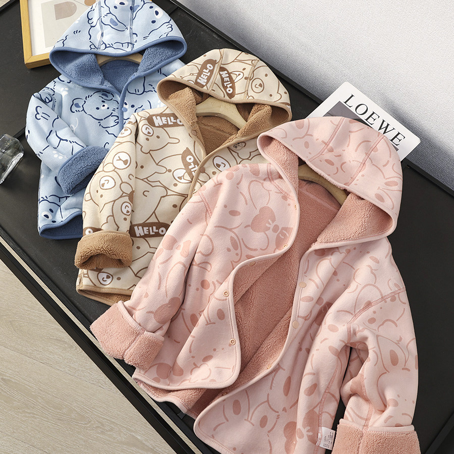 男女童装卡通印花两面穿连帽外套