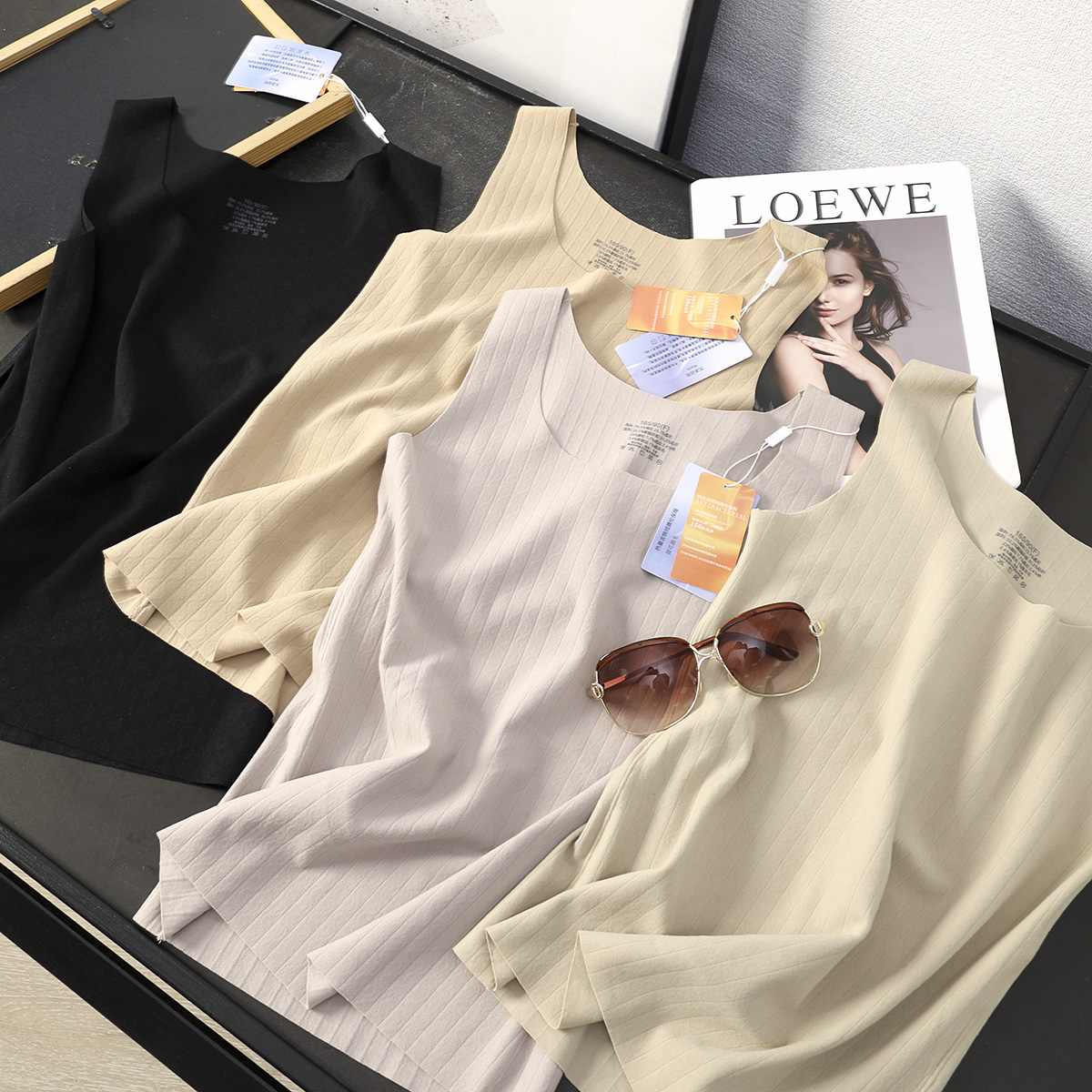 桑蚕丝绵羊毛双面磨绒保暖背心女