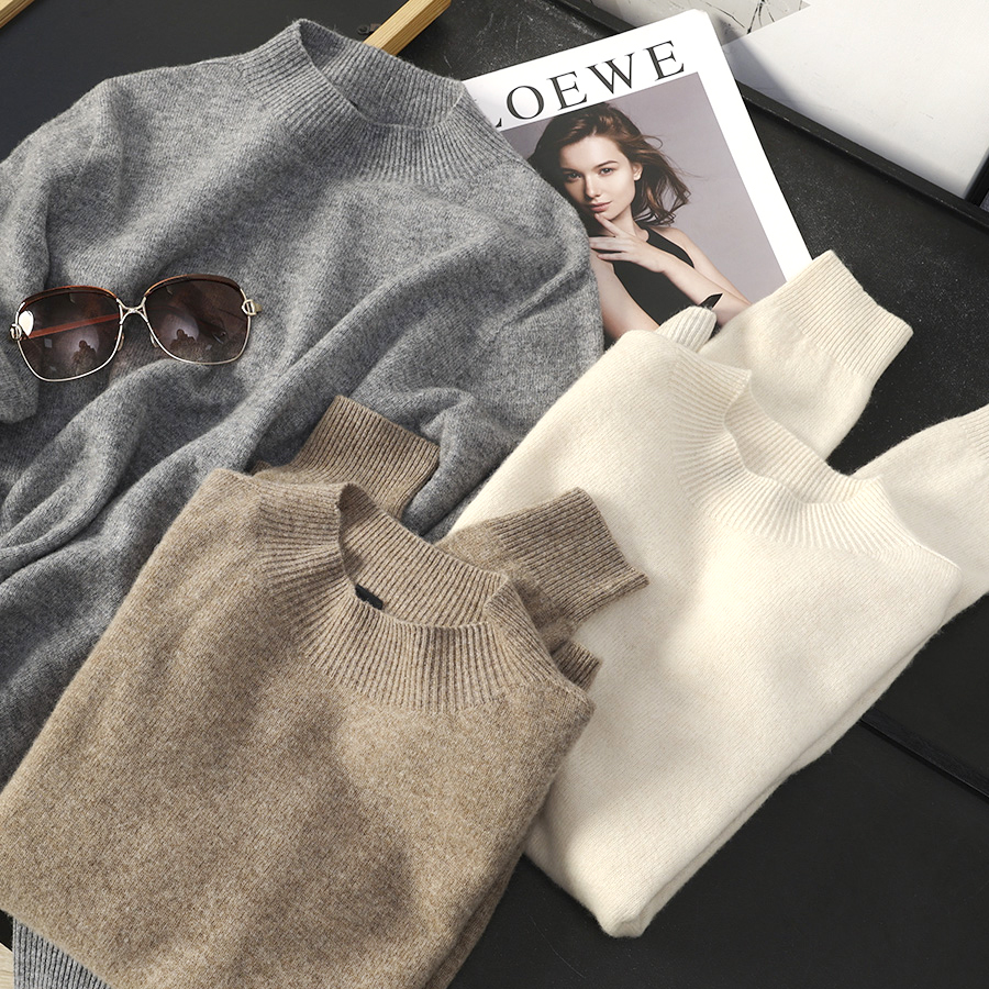 羊毛半高领针织衫套头毛衣打底衫