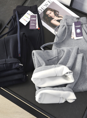 华子家 加绒卫裤女2025秋冬新款加厚密密绒松紧腰显瘦休闲裤45129