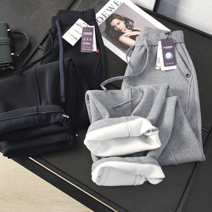 华子家 加绒卫裤女2025秋冬新款加厚密密绒松紧腰显瘦休闲裤45129