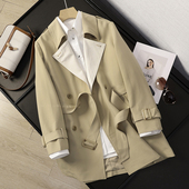 显瘦腰带风衣外套女春季 英伦风双排扣中长款 41961 国内箪 华子家