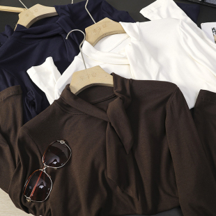 内搭打底衫 华子家 新款 t恤女2026春季 上衣46032 领口温柔系带长袖