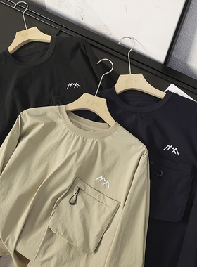 华子家 男女同款山系户外机能速干工装休闲运动圆领长袖T恤44196