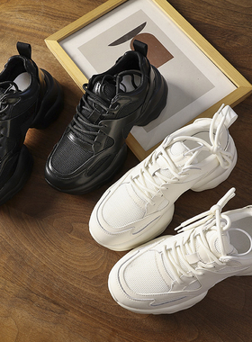 华子家 小白鞋女2024秋季新款松糕厚底增高休闲运动鞋老爹鞋40850