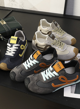 华子家 复古撞色阿甘鞋女25秋季新款内增高运动休闲鞋德训鞋44173