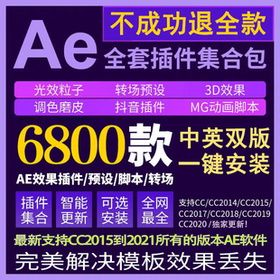 AE插件全套合集一键安装包粒子光晕效E3D降噪磨皮调色抠像WIN/MAC