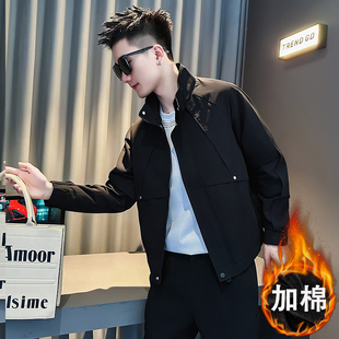 秋冬装 爆款 高级感痞帅外套 保暖立领上衣2025新款 加棉加厚夹克男士