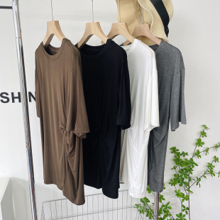 设计感扭结莫代尔短袖 夏简约瑜伽运动休闲跳舞服 套头T恤宽松薄款