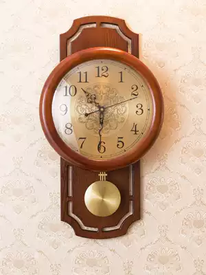 Chinese wall clock living room solid wood clock classical silent home clock fashion creative atmosphere Chinese style wall watch