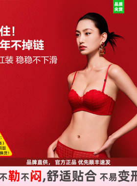 超级红运芬狄诗文胸女聚拢抹胸本命年红色套装礼盒喜庆内衣套装
