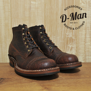 Semi Dress 鞋 型 靴 boots 工装 White 棕色野牛皮雕花头