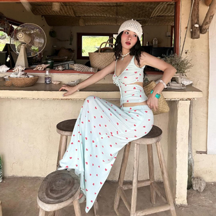 批发比基尼泳衣女分体四件套长裙性感修身 显瘦泡温泉度假拍照泳装